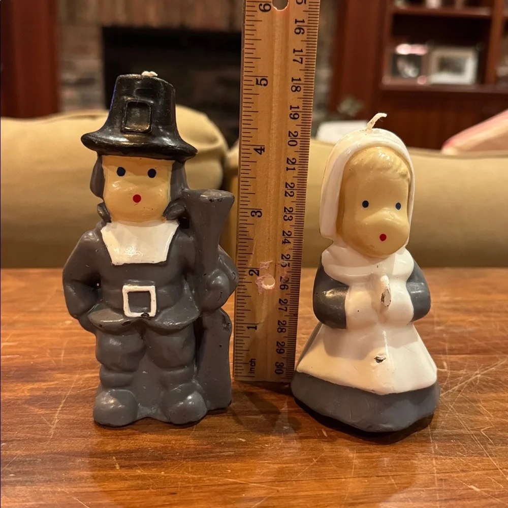 New Rare Gurley Vintage Pilgrim Candle Set of 4  MCM Not Burned Thanksgiving